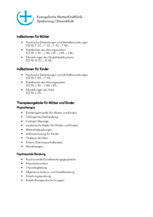 Indikationen und Therapien Dünenklinik