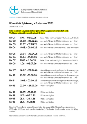 Kurtermine 2026 Dünenklinik